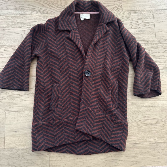 Anthropologie Moth Brown Chevron Sweater Coat - Picture 2 of 8